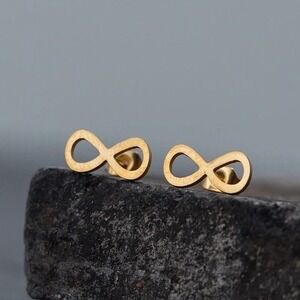 Infinity‎ Earrings Stainless Steel Gold Tone Earrings Minimalist Jewelry